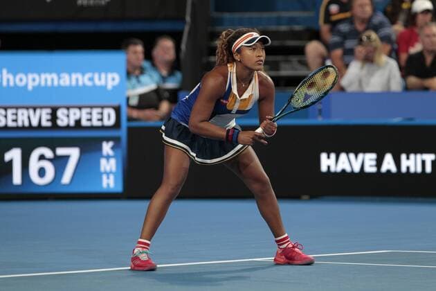 30th December 2017, Perth Arena, Perth, Australia; MasterCard Hopman Cup Tennis; Naomi Osaka of Team Japan waits for Belinda Bencic of Team Switzerland to serve during their match Bencic won 2-0  ActionPlus11966382