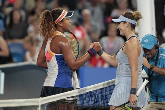 30th December 2017, Perth Arena, Perth, Australia; MasterCard Hopman Cup Tennis; Belinda Bencic of Team Switzerland (R) meets Naomi Osaka of Team Japan after she won their match 2 sets to love  ActionPlus11966386