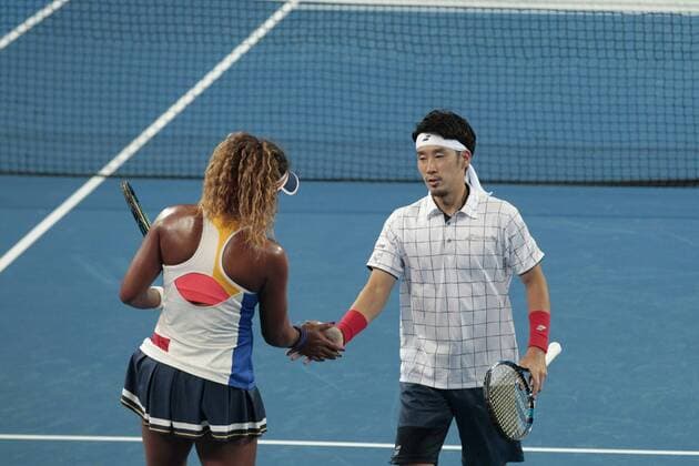30th December 2017, Perth Arena, Perth, Australia; MasterCard Hopman Cup Tennis; Naomi Osaka and Yuchi Sugita of Team Japan touch hands during the mixed doubles against Switzerland; Switzerland won 2 sets to 1  ActionPlus11966413