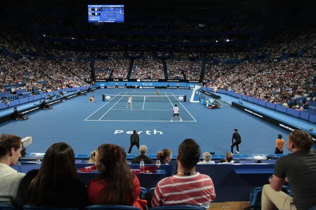 30th December 2017, Perth Arena, Perth, Australia; MasterCard Hopman Cup Tennis; Mixed doubles action between Team Switzerland and Team Japan Switzerland won 2 sets to 1  ActionPlus11966419