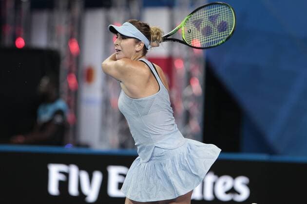 30th December 2017, Perth Arena, Perth, Australia; MasterCard Hopman Cup Tennis; Belinda Bencic of Team Switzerland plays a backhand shot against Naomi Osaka of Team Japan  ActionPlus11966444