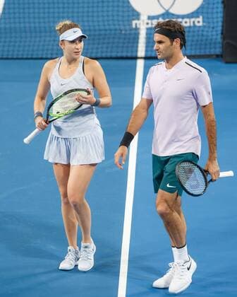 ROGER FEDERER BELINDA BENCIC mixed double tennis Hopman Cup 2018 ITF Perth arena Perth Western Australia Australia 30 December 2017 Â Copyright: xJuergenxHasenkopfx