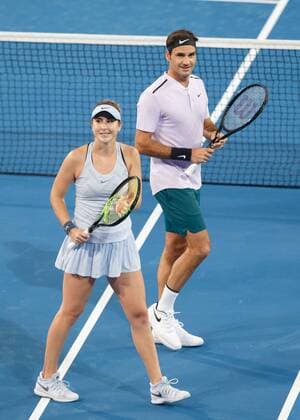 ROGER FEDERER BELINDA BENCIC mixed doubles tennis Hopman Cup 2018 ITF Perth arena Perth Western Australia Australia 30 December 2017 Â Copyright: xJuergenxHasenkopfx