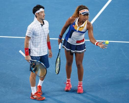 YUICHI SUGITA and NAOMI OSAKA mixed doubles tennis Hopman Cup 2018 ITF Perth arena Perth Western Australia Australia 30 December 2017 Â Copyright: xJuergenxHasenkopfx