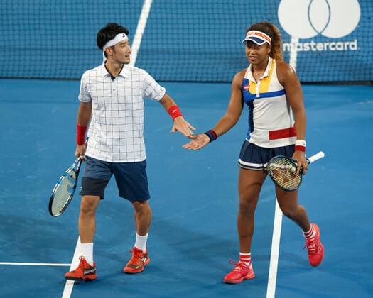 YUICHI SUGITA and NAOMI OSAKA mixed doubles tennis Hopman Cup 2018 ITF Perth arena Perth Western Australia Australia 30 December 2017 Â Copyright: xJuergenxHasenkopfx