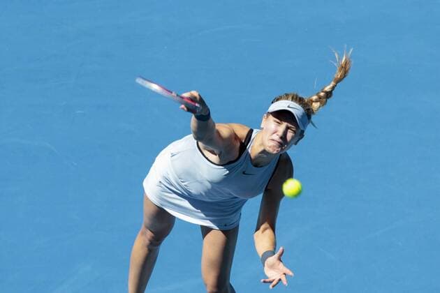 31st December 2017, Perth Arena, Perth, Australia; MasterCard Hopman Cup Tennis; Daria Gavrilova of Team Australia serves to Eugenie Bouchard of Team Canada Gavrilova won in straight sets 2-0  ActionPlus11966783