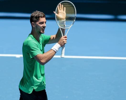31st December 2017, Perth Arena, Perth, Australia; MasterCard Hopman Cup Tennis; Thanasi Kokkinakis of Team Australia waves to the fans after defeating Vasek Pospisil of Team Canada 2 sets to 1  ActionPlus11966809