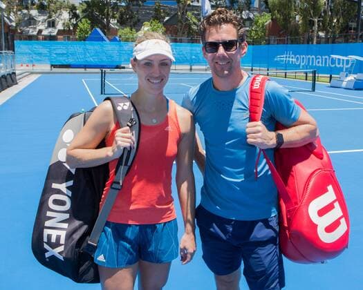 ANGELIQUE KERBER GER and coach Wim Fissette BEL tennis Hopman Cup 2018 ITF Perth arena Perth Western Australia Australia 31 December 2017 Â Copyright: xJuergenxHasenkopfx