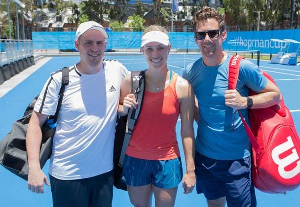 ANGELIQUE KERBER GER coach Wim Fissette and extreme left physiotherapist Andre Kreidler tennis Hopman Cup 2018 ITF Perth arena Perth Western Australia Australia 31 December 2017 Â Copyright: xJuergenxHasenkopfx