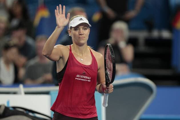 1st January 2018, Perth Arena, Perth, Australia; MasterCard Hopman Cup Tennis; Angelique Kerber of Team Germany waves to the fans after defeating Elise Mertens of Team Belgium 2 sets to 0  ActionPlus11967124