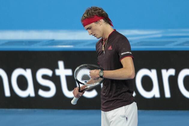 1st January 2018, Perth Arena, Perth, Australia; MasterCard Hopman Cup Tennis; Alexander Zverev of Team Germany contemplates the match point during his loss to David Goffin of Team Belgium  ActionPlus11967155
