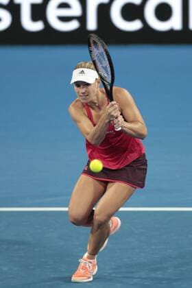 1st January 2018, Perth Arena, Perth, Australia; MasterCard Hopman Cup Tennis; Angelique Kerber of Team Germany plays a backhand shot during the mixed doubles won by Germany 2 sets to love  ActionPlus11967223