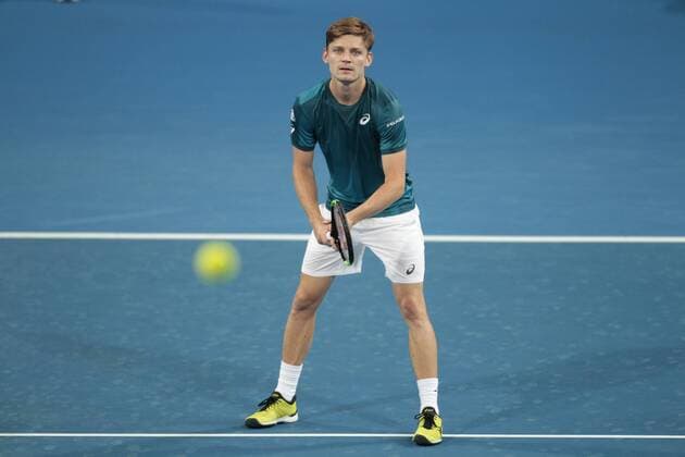 1st January 2018, Perth Arena, Perth, Australia; MasterCard Hopman Cup Tennis; David Goffin of Team Belgium watches the serve during the mixed doubles won by Germany 2 sets to love  ActionPlus11967225
