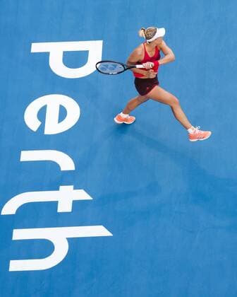 ANGELIQUE KERBER GER of above bird s eye view tennis Hopman Cup 2018 ITF Perth arena Perth Western Australia Australia 1 January 2018 Â Copyright: xJuergenxHasenkopfx