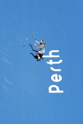 2nd January 2018, Perth Arena, Perth, Australia; MasterCard Hopman Cup Tennis; CoCo Vandeweghe of Team USA plays a forehand shot against Maddison Inglis 19 yr old from Western Australia replacement player for Naomi Osaka during their match  ActionPlus11967522