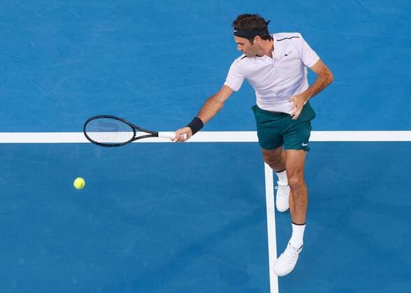 ROGER FEDERER SUI of above bird s eye view team Switzerland tennis Hopman Cup 2018 ITF Perth arena Perth Western Australia Australia 2 January 2018 Â Copyright: xJuergenxHasenkopfx
