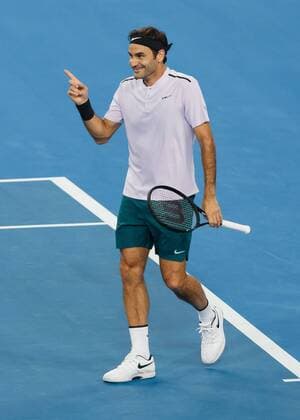ROGER FEDERER makes friendly gesture strange facial expressions gestures team SWITZERLAND tennis Hopman Cup 2018 ITF Perth arena Perth Western Australia Australia 2 January 2018 Copyright: xJuergenxHasenkopfx