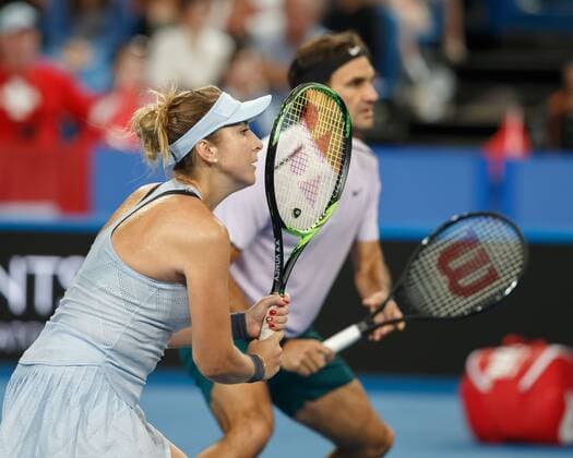 BELINDA BENCIC and ROGER FEDERER team SWITZERLAND tennis Hopman Cup 2018 ITF Perth arena Perth Western Australia Australia 2 January 2018 Â Copyright: xJuergenxHasenkopfx