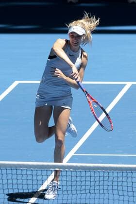 3rd January 2018, Perth Arena, Perth, Australia; MasterCard Hopman Cup Tennis; Eugenie Bouchard of Team Canada plays a smash shot at the net during the mixed doubles against Germany Germany won 2-0  ActionPlus11967743