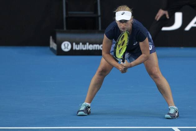 3rd January 2018, Perth Arena, Perth, Australia; MasterCard Hopman Cup Tennis; Daria Gavrilova of Team Australia waits for Elise Mertens of Team Belgium to serve  ActionPlus11967838