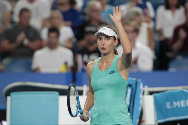 3rd January 2018, Perth Arena, Perth, Australia; MasterCard Hopman Cup Tennis; Elise Mertens of Team Belgium waves to the fans after beating Daria Gavrilova of Team Australia 2 sets to 1  ActionPlus11967848