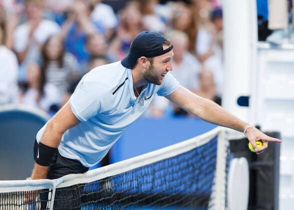 JACK SOCK ball pointing the finger over the net was arena Perth tennis Hopman Cup 2018 in the Team USA ITF Perth Western Australia Australia 4 January 2018 Copyright: xJuergenxHasenkopfx