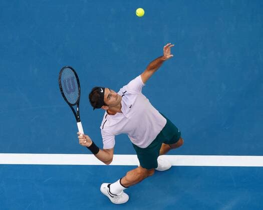 ROGER FEDERER team Switzerland by bird s eye view above tennis Hopman Cup 2018 ITF Perth arena Perth Western Australia Australia 4 January 2018 Â Copyright: xJuergenxHasenkopfx