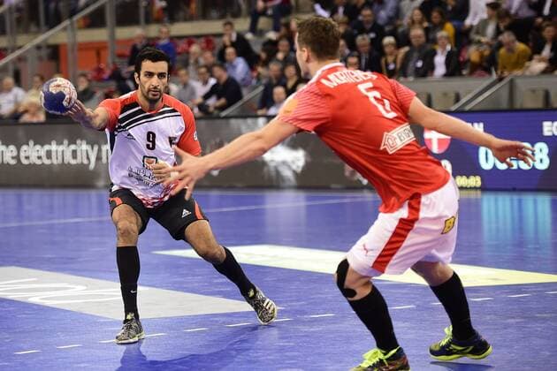 Eslam Issa (Egypte) HANDBALL : Danemark vs Egypte - Golden League - Rouen - 04 01 2018 JBAutissier Panoramic 
