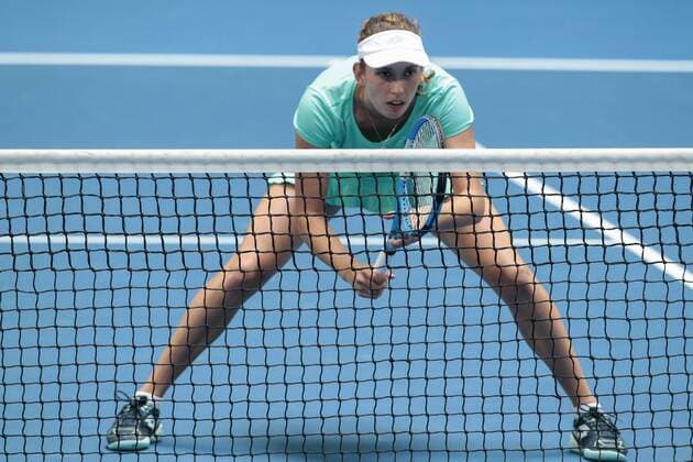 5th January 2018, Perth Arena, Perth, Australia; MasterCard Hopman Cup Tennis; Elise Mertens of Team Belgium waits at the net during the mixed doubles  ActionPlus11968251