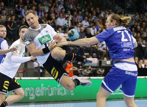 Stuttgart handball match Germany vs Iceland left Steffen Weinhold Deut. Arnar Arnarsson island