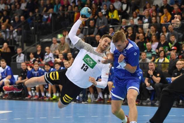 Hendrik PEKELER GER jump shot action battle team handball match Germany Iceland on 05 01 2018 P O R S C H E A R E N A Stuttgart