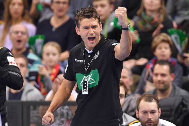 Christian PROKOP national coach coach GER Jubilee joy enthusiasm frame cut to single subject half figure half figure handball international match Germany Iceland on 05 01 2018 P O R S C H E A R E N A Stuttgart
