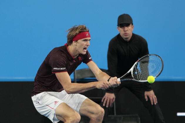 5th January 2018, Perth Arena, Perth, Australia; MasterCard Hopman Cup Tennis; Alexander Zverev of Team Germany plays a backhand shot during the second set against Thanasi Kokkinakis of Team Australia on day 7 of the Hopman Cup  ActionPlus11968352
