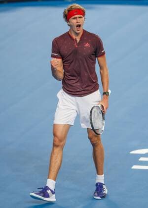 ALEXANDER ZVEREV makes the fist and cheering cheering emotion Team Germany tennis Hopman Cup 2018 ITF Perth arena Perth Western Australia Australia 5 January 2018 Â Copyright: xJuergenxHasenkopfx