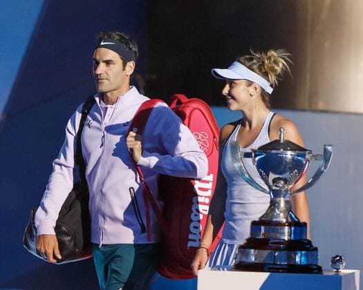 BELINDA BENCIC and ROGER FEDERER are the ranked team Switzerland mixed doubles final tennis Hopman Cup 2018 ITF Perth arena Perth Western Australia Australia 6 January 2018 Â Copyright: xJuergenxHasenkopfx