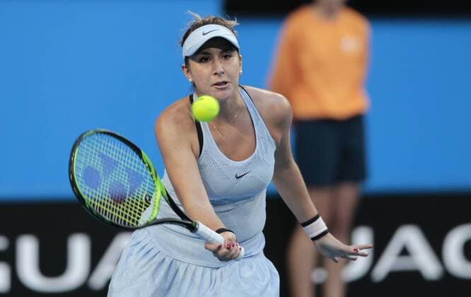 6th January 2018, Perth Arena, Perth, Australia; MasterCard Hopman Cup Tennis Final; Belinda Bencic of Team Switzerland plays a forehand shot against Angelique Kerber of Team Germany during the first set of the Final  ActionPlus11968560