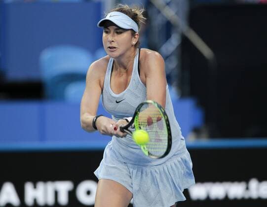 6th January 2018, Perth Arena, Perth, Australia; MasterCard Hopman Cup Tennis Final; Belinda Bencic of Team Switzerland plays a backhand shot against Angelique Kerber of Team Germany during the first set of the Final  ActionPlus11968568