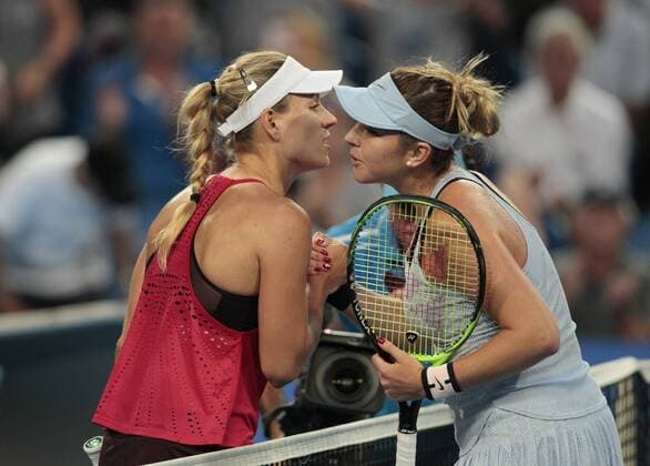 6th January 2018, Perth Arena, Perth, Australia; MasterCard Hopman Cup Tennis Final; Belinda Bencic of Team Switzerland congratulates Angelique Kerber of Team Germany after she won the Final 2 sets to 0  ActionPlus11968585