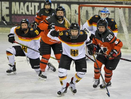 GER Nations Cup 2018 Germany GER vs Canada CAN 06 01 2018 BLZ arena feet GER Nations Cup 2018 Germany GER vs Canada CAN in the image Bernadette Karpf GER 18 Viktoria Bach c 20 nordphotoxHafner nph00200