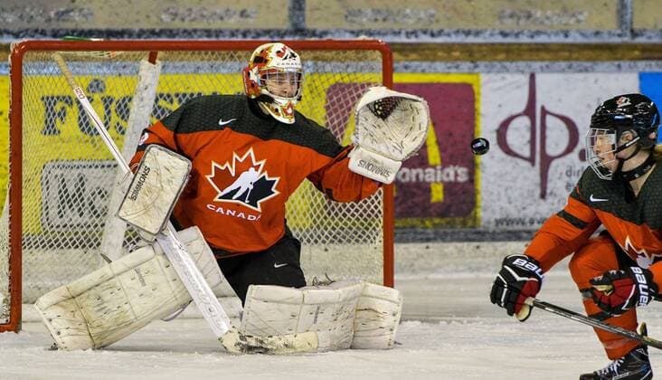 GER Nations Cup 2018 Germany GER vs Canada CAN 06 01 2018 BLZ arena feet GER Nations Cup 2018 Germany GER vs Canada CAN pictured Marlene Boissonnault CAN 1 nordphotoxHafner nph00200