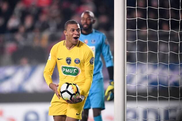 Fußball, Coupe de France, Stade Rennes - Paris St. Germain 29 KYLIAN MBAPPE (psg) - JOIE FOOTBALL : Rennes vs Paris SG - Coupe de France - 07 01 2018 AnthonyBIBARD FEP Panoramic 