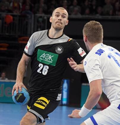 New Ulm ratiopharm arena 7 1 2018 men handball friendly international match Germany Iceland Maximilian Janke SC DHfK Leipzig Germany Olafür Andres Gudmundsson island