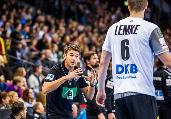 Germany Iceland PROKOP Christian coach GER LEMKE Finn 6 GER at the match between Germany s Island Stuttgart 05 01 18 handball Porsche arena match Stuttgart Baden-Wuerttemberg Germany