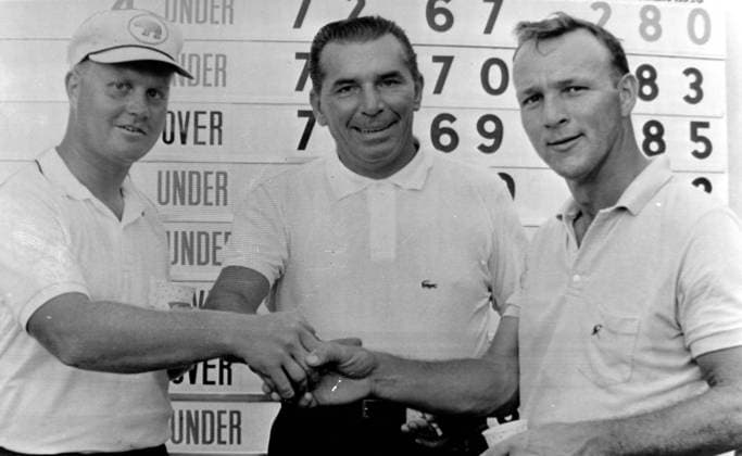 GOLF WESTERN OPEN JACK NICKLAUS AND JULIUS BOROS AND ARNOLD PALMER IN CHICAGO ; 30 JULY 1963, Copyright: Topfoto  UnitedArchivesIPU461079