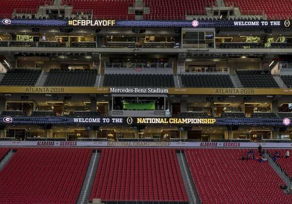 January 08, 2018: A general view of stadium prior to College Football Playoff National Championship game action between the Alabama Crimson Tide and the Georgia Bulldogs at Mercedes-Benz Stadium in Atlanta, Georgia. CSM NCAA College League USA Football 2018: National Championship Alabama vs Georgia JAN 08 - ZUMAc04_ 20180108_zaf_c04_003 Copyright: xJohnxMersitsx