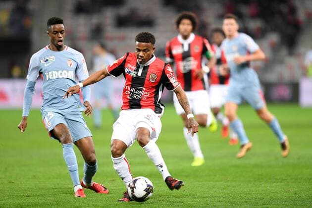 15 Patrick BURNER (nice) - 15 Adama DIAKHABY (mon) FOOTBALL : Nice vs Monaco - Coupe de la Ligue - 09 01 2018 FEP Panoramic 