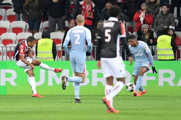 14 ALASSANE PLEA (nice) - BUT FOOTBALL : Nice vs Monaco - Coupe de la Ligue - 09 01 2018 FEP Panoramic 