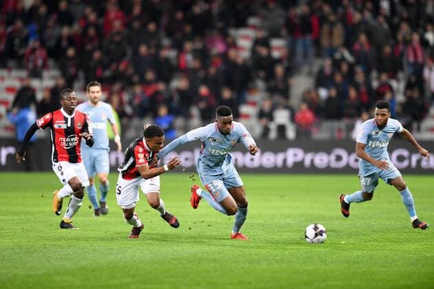 15 Adama DIAKHABY (mon) - 15 Patrick BURNER (nice) FOOTBALL : Nice vs Monaco - Coupe de la Ligue - 09 01 2018 FEP Panoramic 