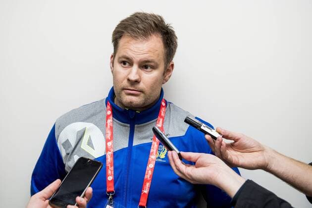 180110 Sweden s head coach Kristj ? n Andresson is interviewed during a training session and press conference with the Swedish national team handball EUROPEAN CHAMPIONSHIP 2018 10 January 2018 in Split  Copyright: LUDVIGxTHUNMAN BB180110LT002