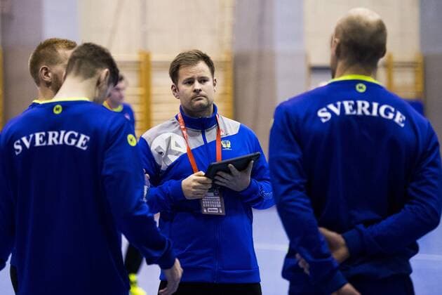 180110 Sweden s head coach Kristj ? n Andresson during a training session and press conference with the Swedish national team handball EUROPEAN CHAMPIONSHIP 2018 10 January 2018 in Split  Copyright: LUDVIGxTHUNMAN BB180110LT025